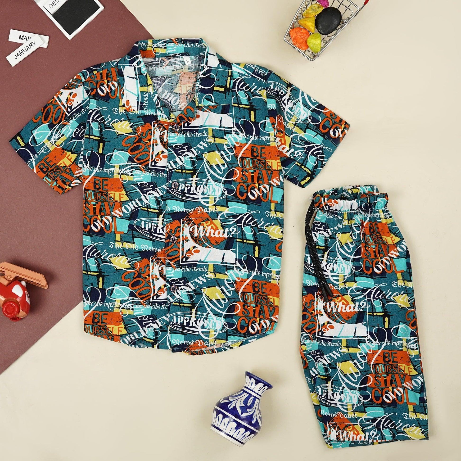 Multi-Color Funky Design Kids Safari Suit
