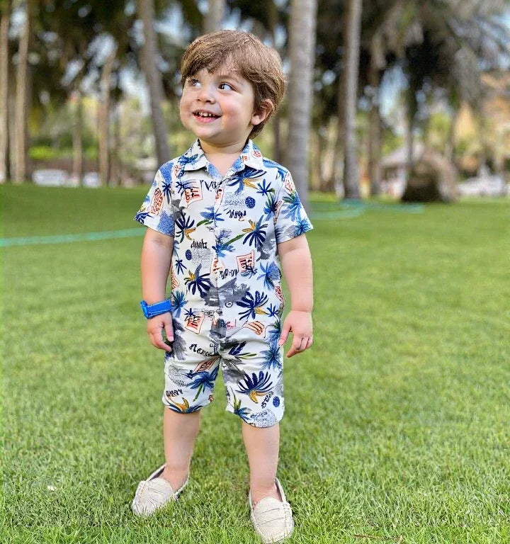 White Kids Safari Suit